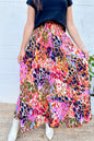 Abstract Floral Ruffle Maxi Skirt