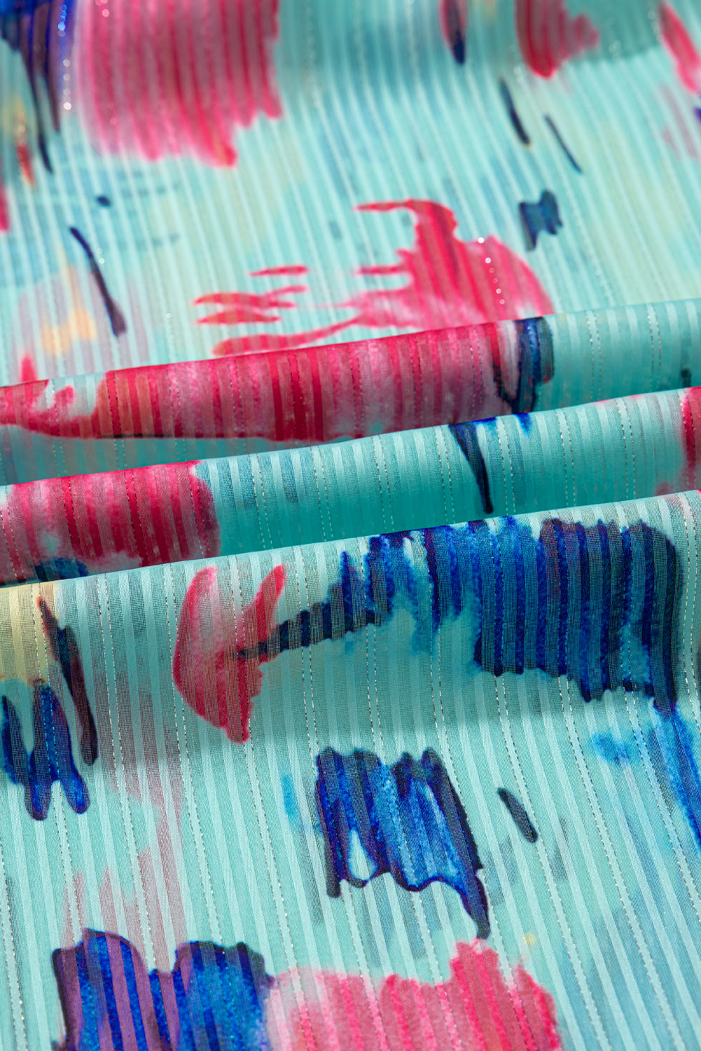 Abstract Short Puff Sleeve Tiered Maxi Dress