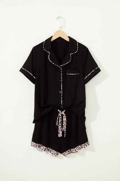 Leopard Patchwork Top & Shorts Pajama Set