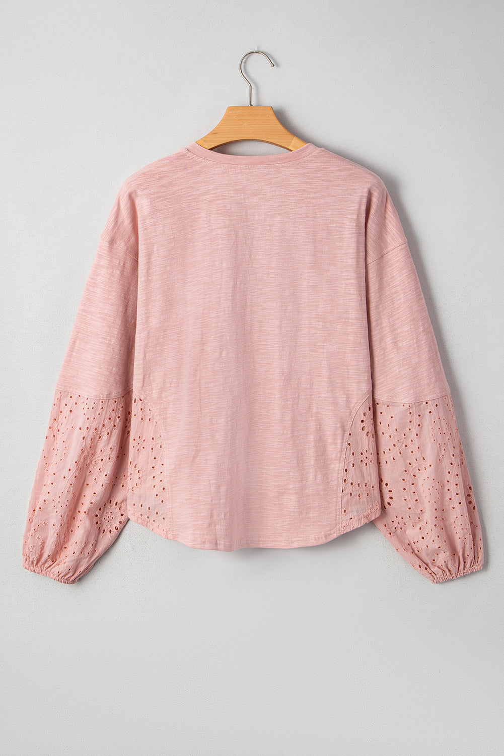 Embroidered Eyelet Patchwork Batwing Sleeve Blouse