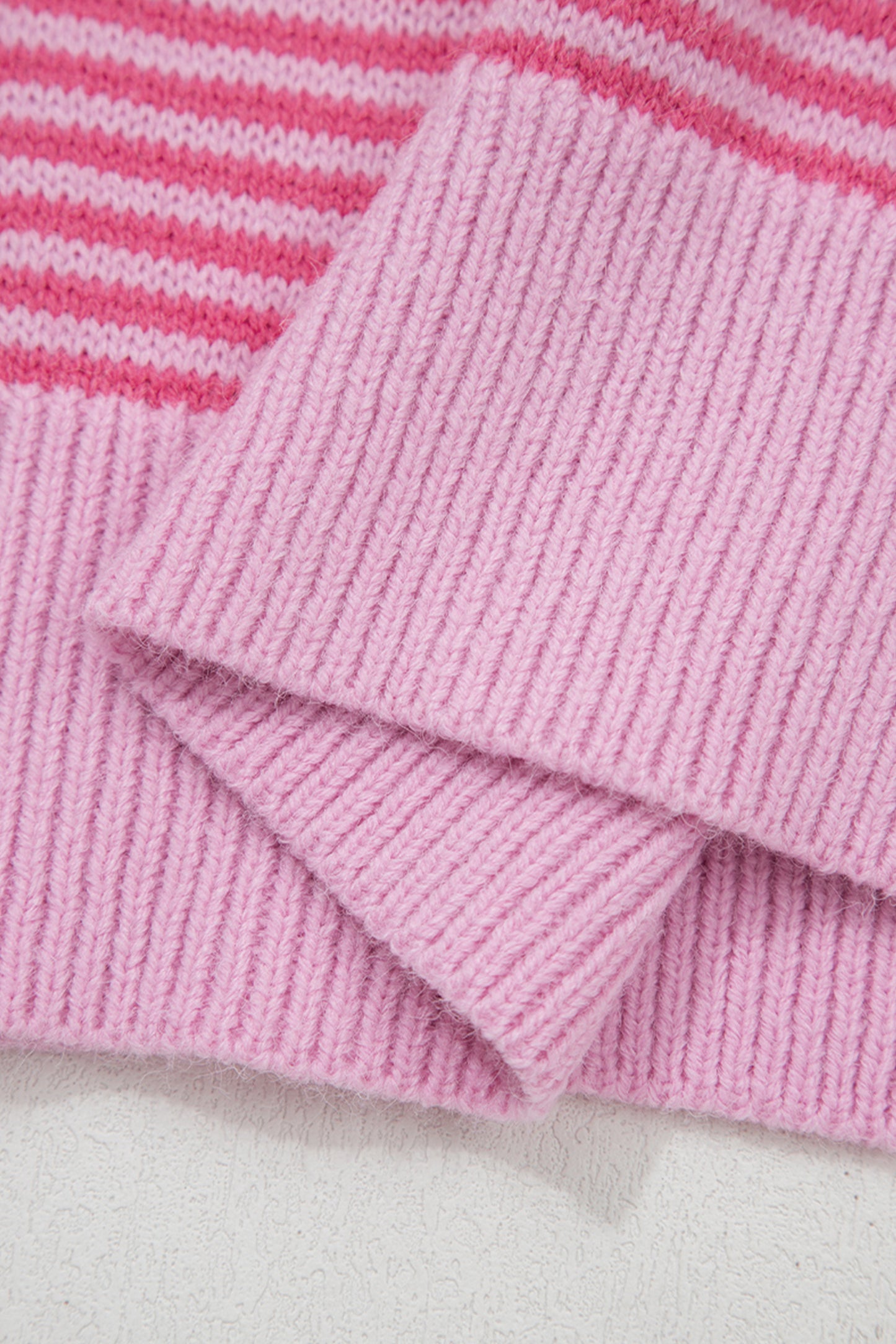 Valentine Heart Stripe Drop Shoulder Sweater