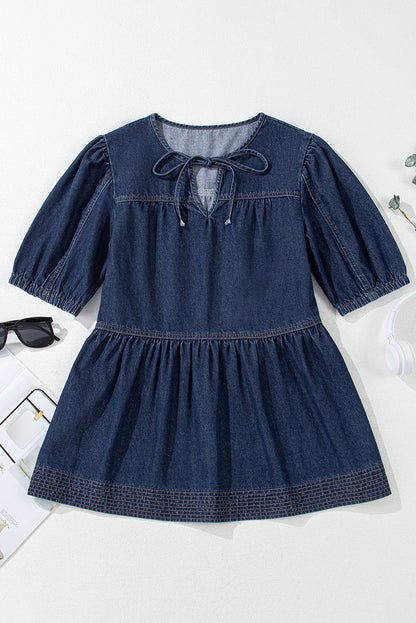 Denim Puff Sleeve Blouse