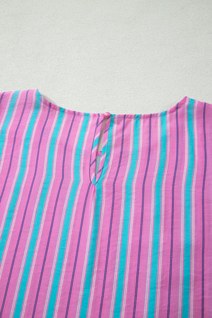 Stripe Dolman Short Sleeve Blouse & Short Set