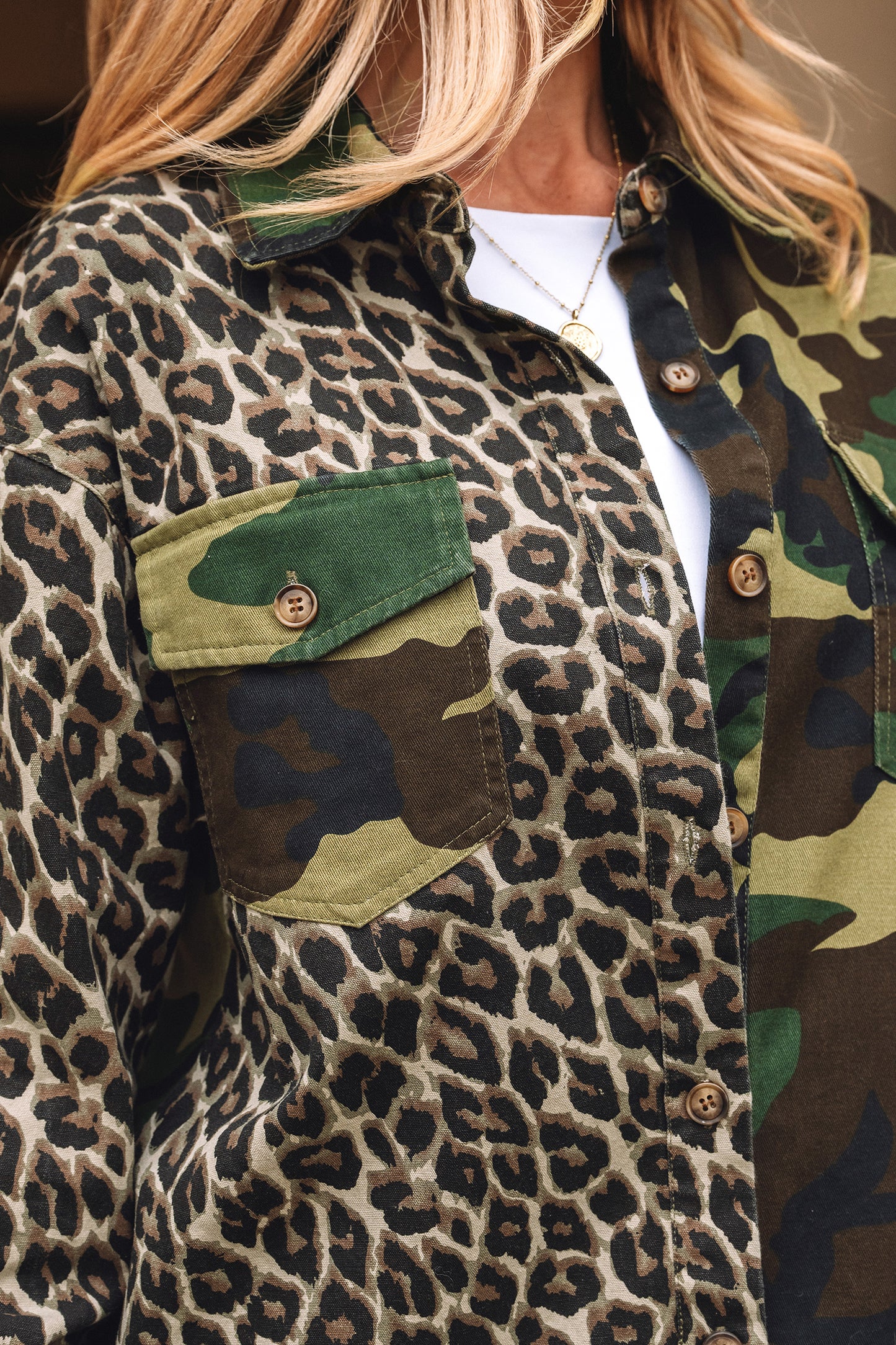 Leopard Camo Patchwork Oversized Shacket