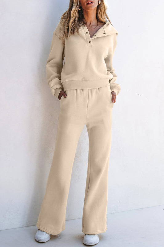 Solid Hoodie and Pants Set