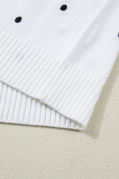 Polka Dot Bubble Short Sleeve Sweater