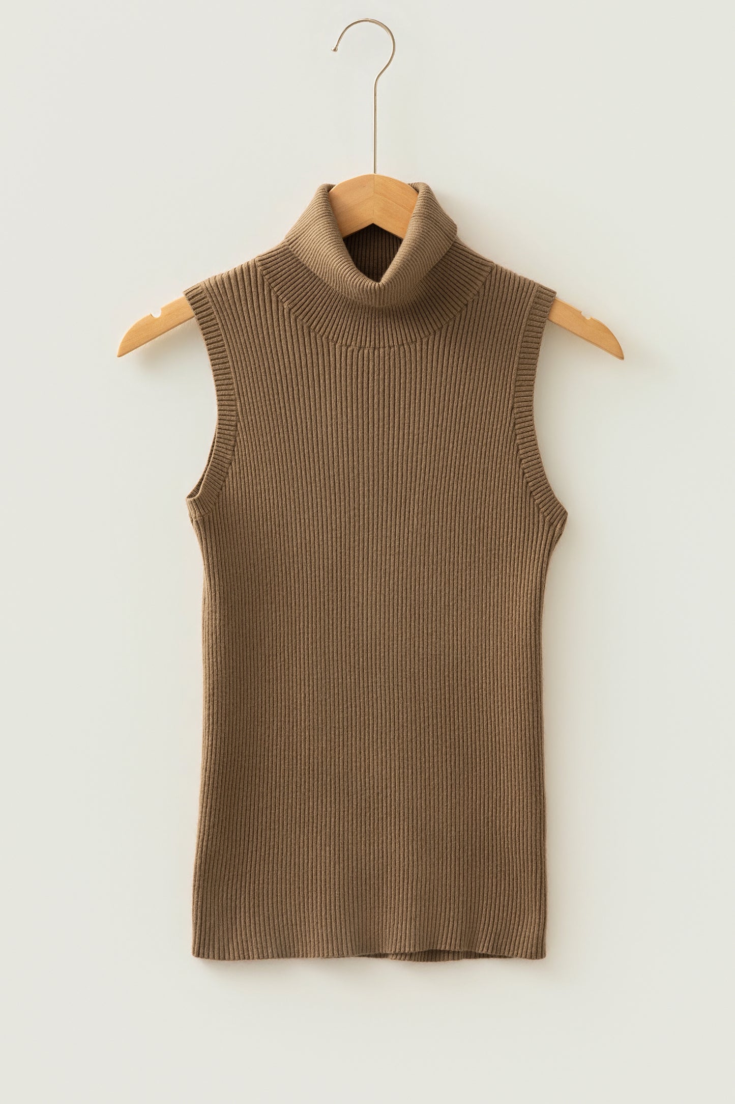 Western Ribbed High Neck Sleeveless Knit Top