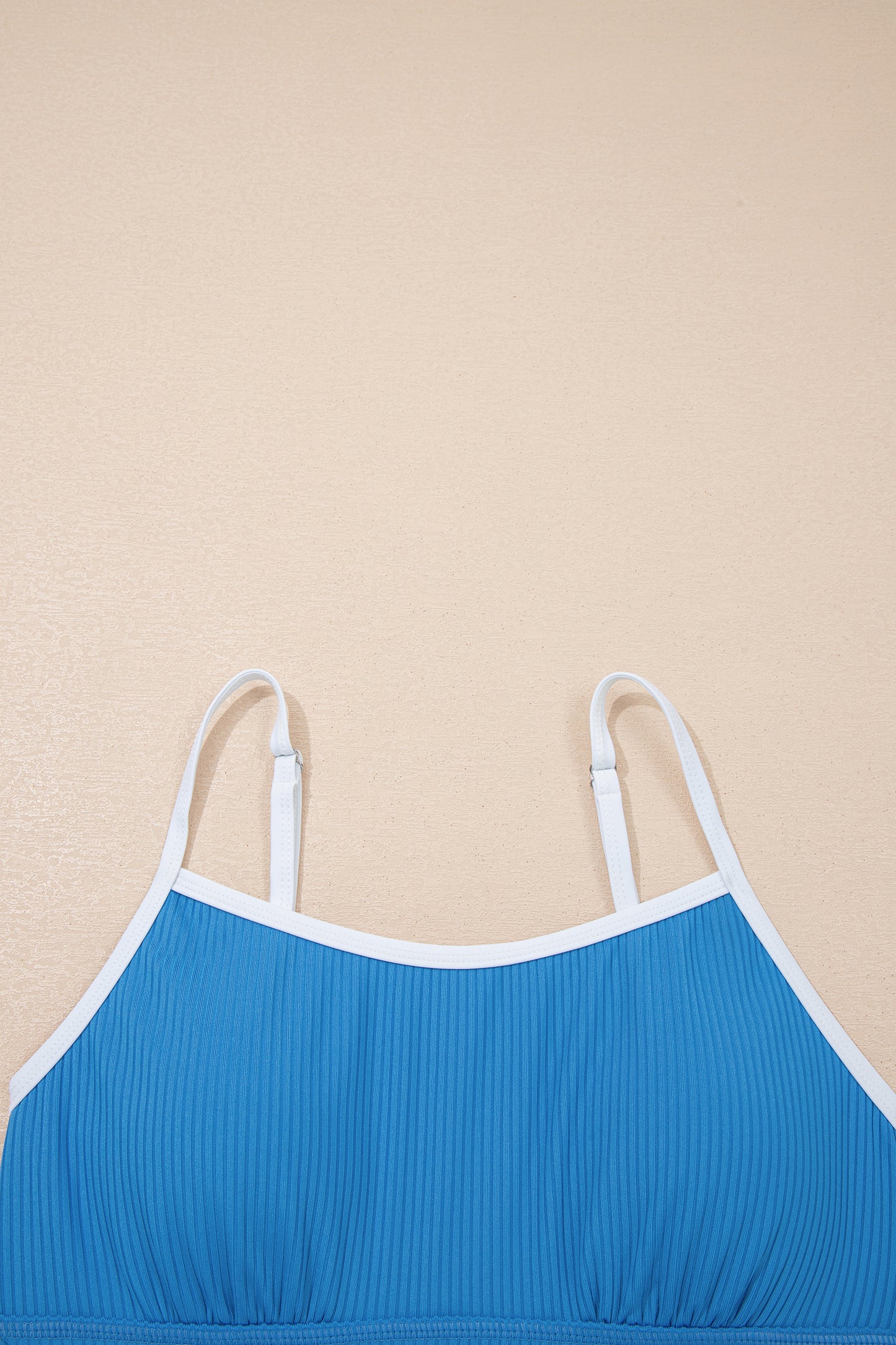 Contrast Trim Ribbed Lined Swim Dress w/ Pockets