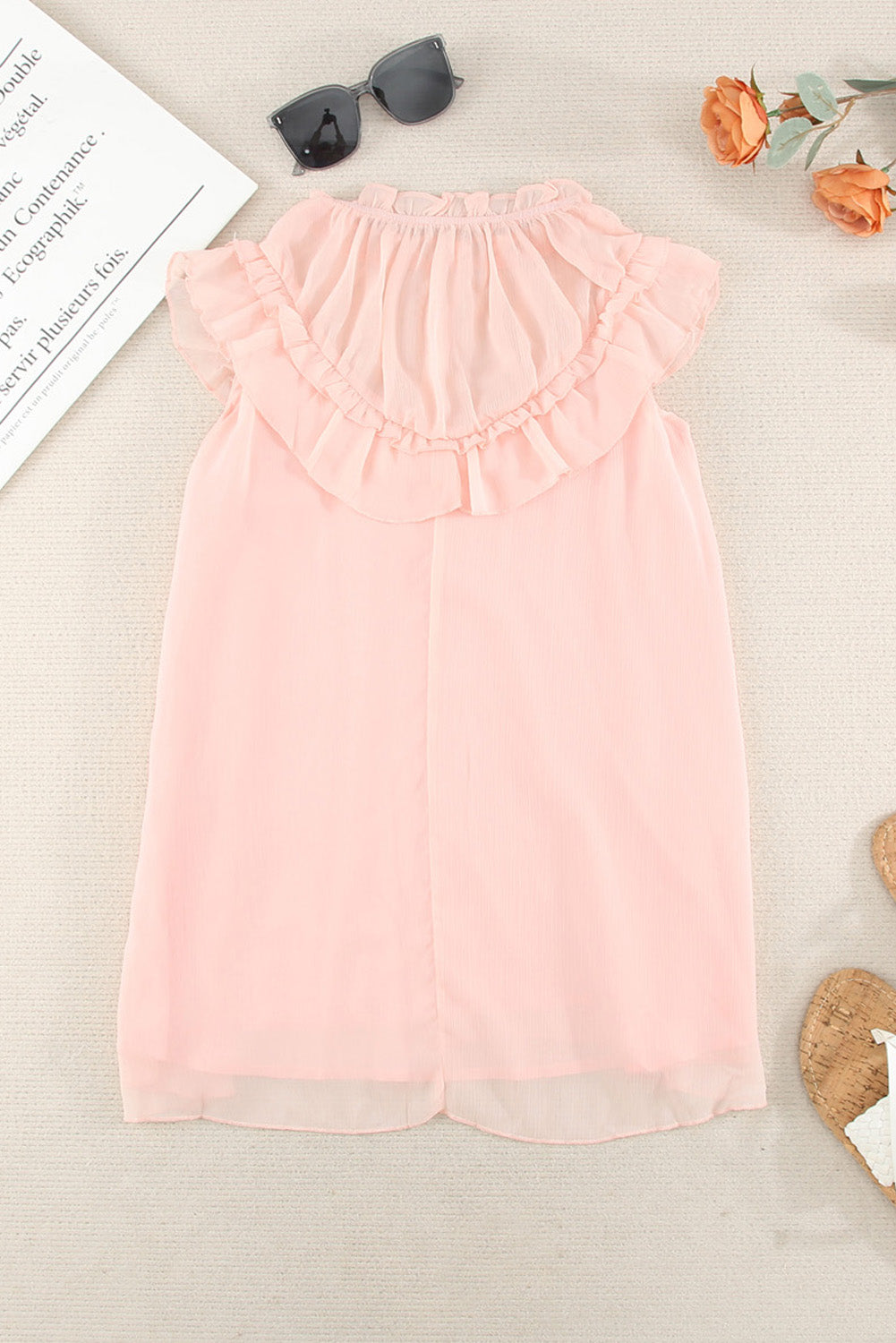 Ruffle Frilled Neck Tank Top