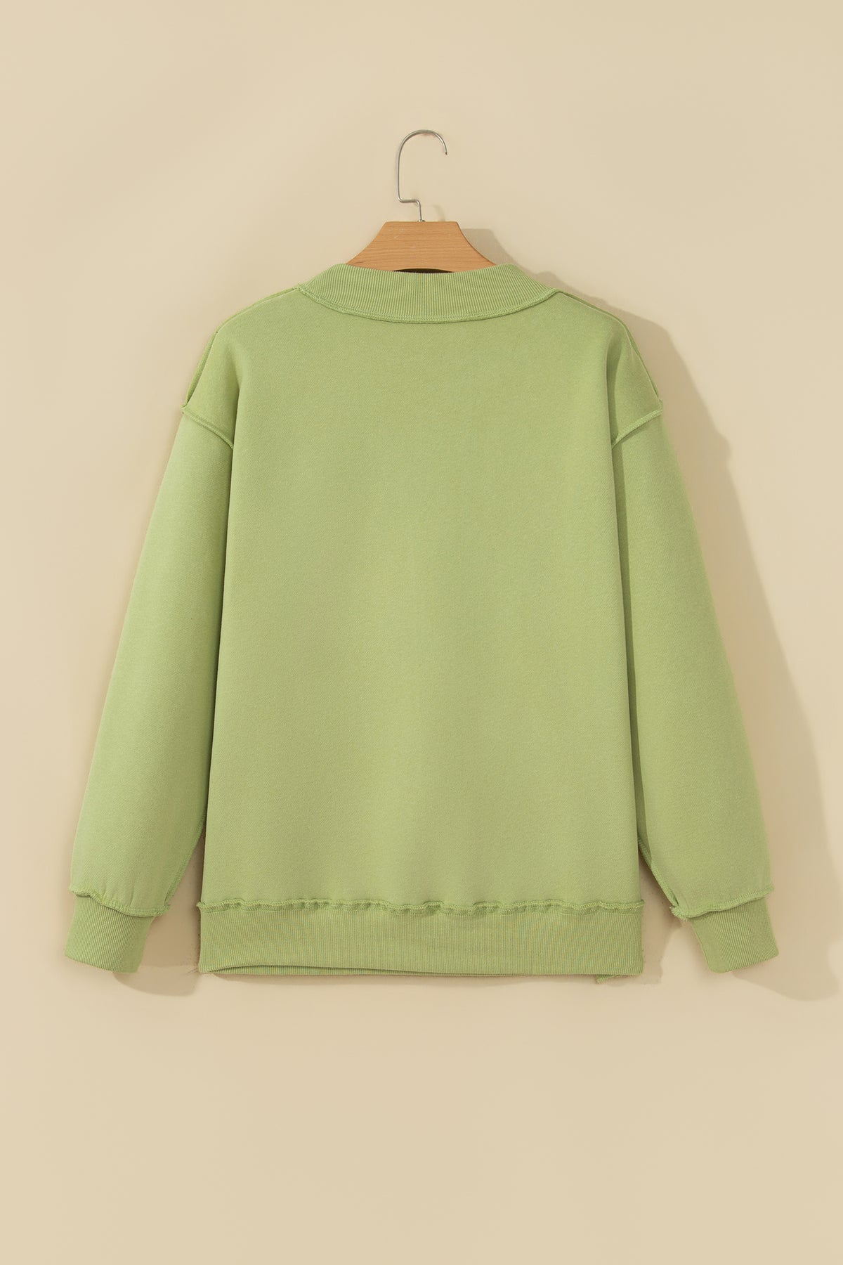JESUS Letter Print Exposed Seam Mock Neck Sweatshirt