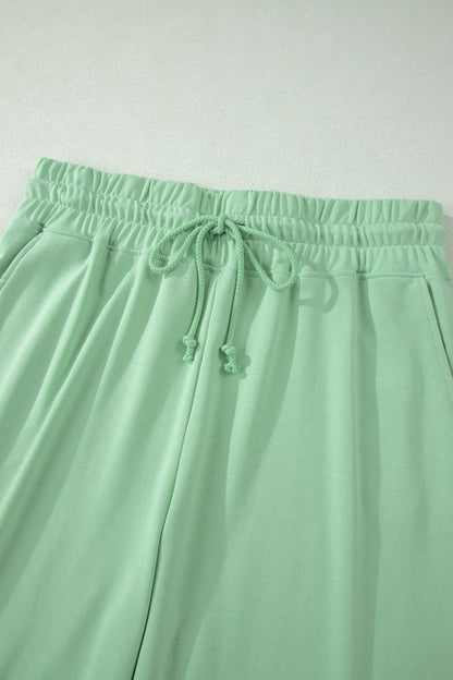 Plus Size Solid Top & Drawstring Pants Set