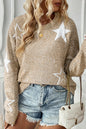 Plus Size Star Drop Shoulder Sweater