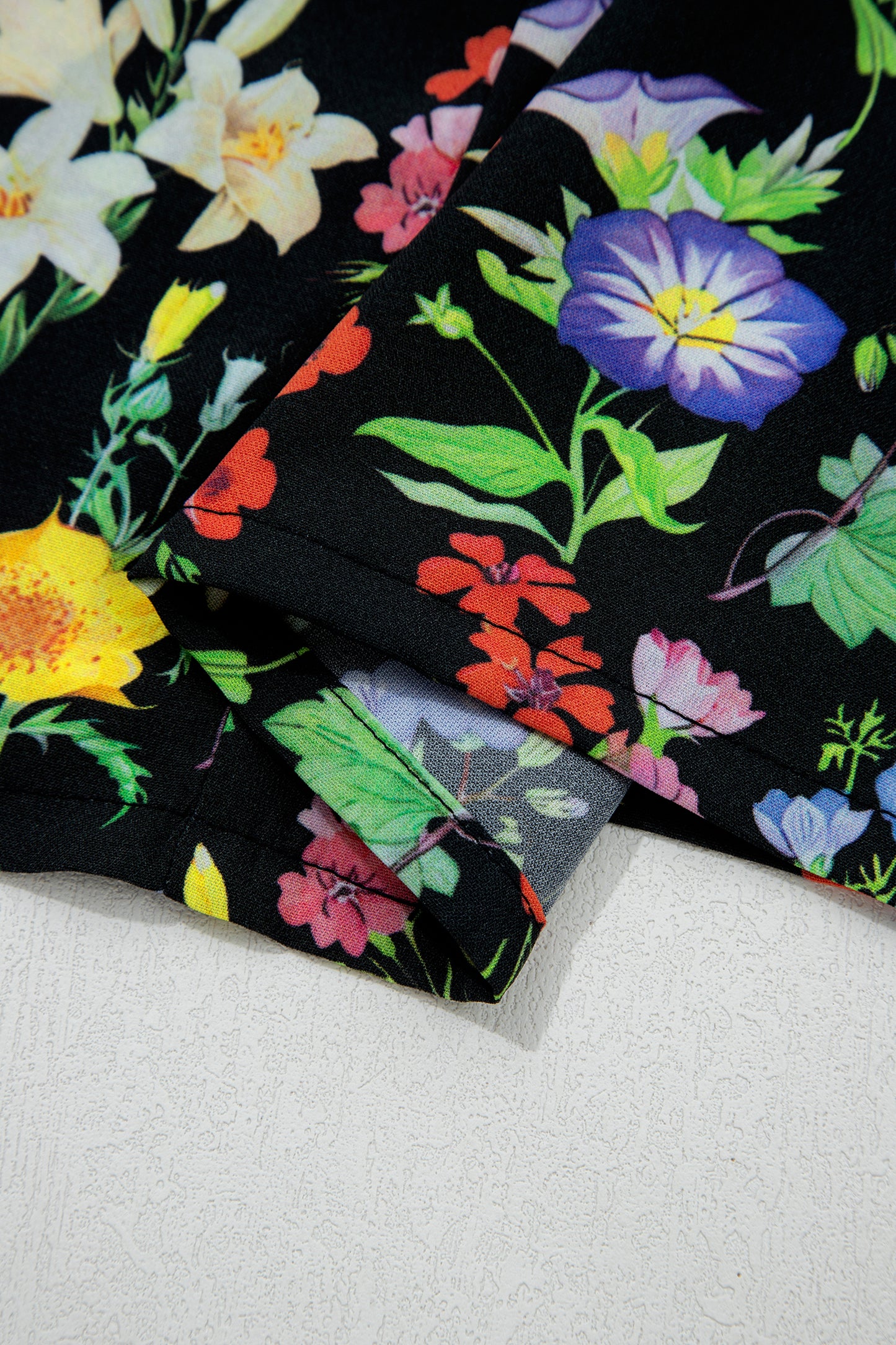 Flower Tiered Flutter Sleeve V-Neck Blouse