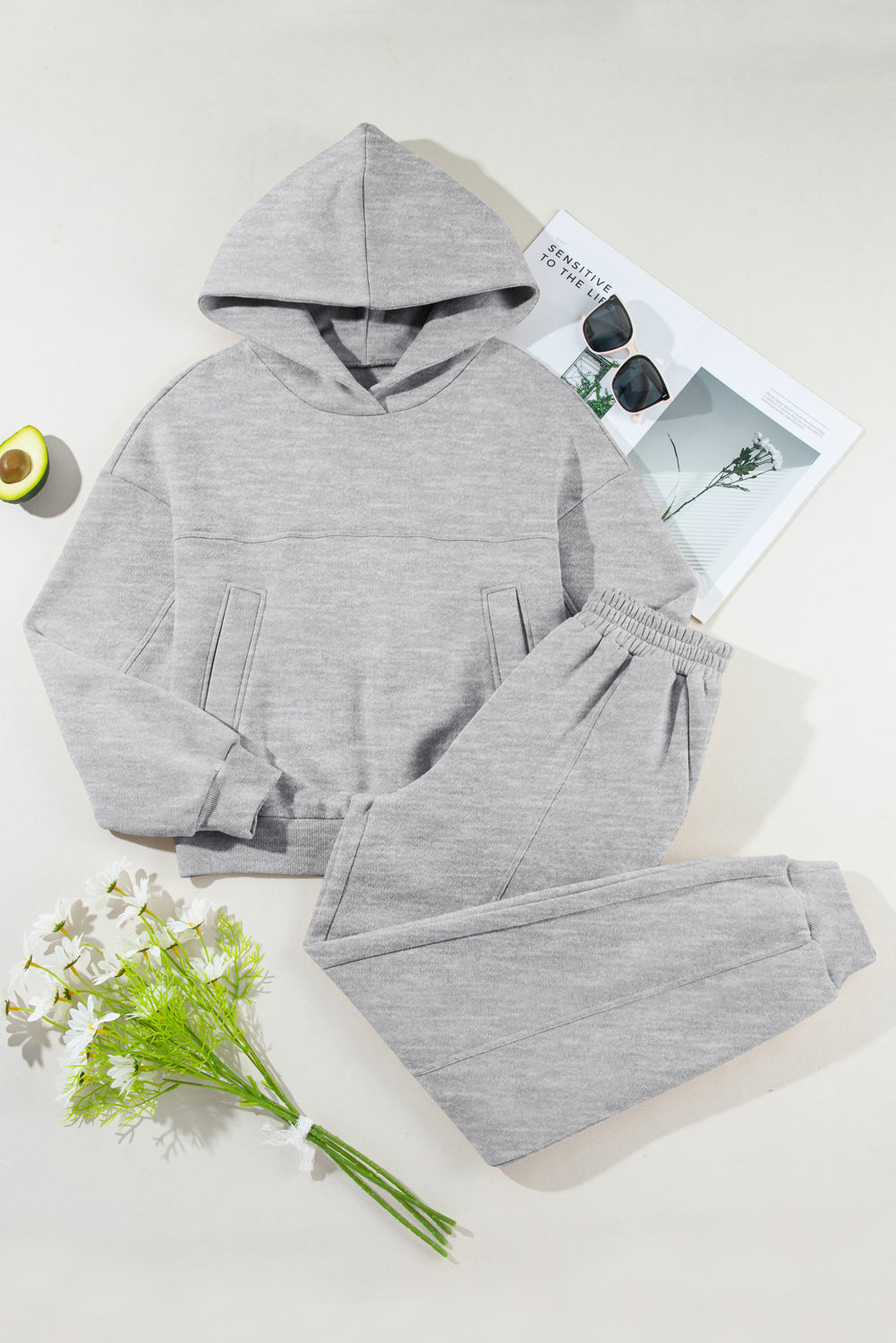 Solid Hoodie and Joggers Set