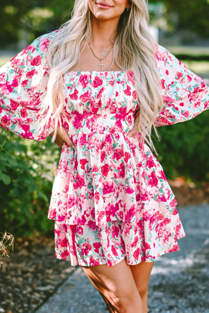 Floral Ruffle Puff Sleeve Dress