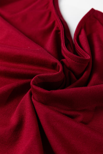 Plus Size Solid Asymmetric Neck Short Sleeve Blouse