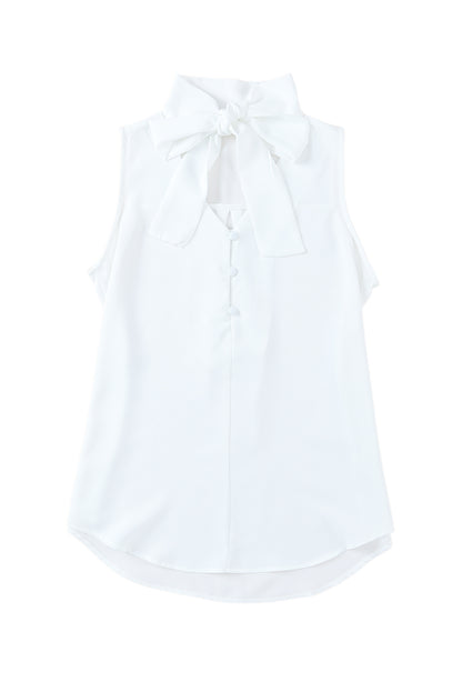 Bow Tie Sleeveless V-Neck Shirt