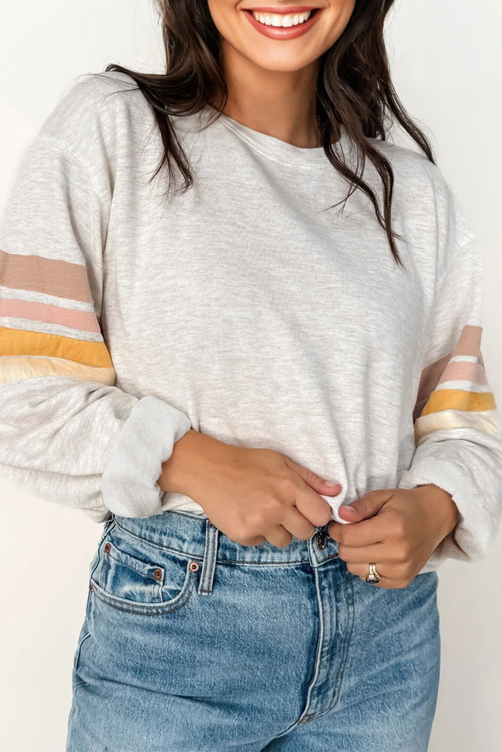 Stripe Patchwork Drop Shoulder Sweatshirt