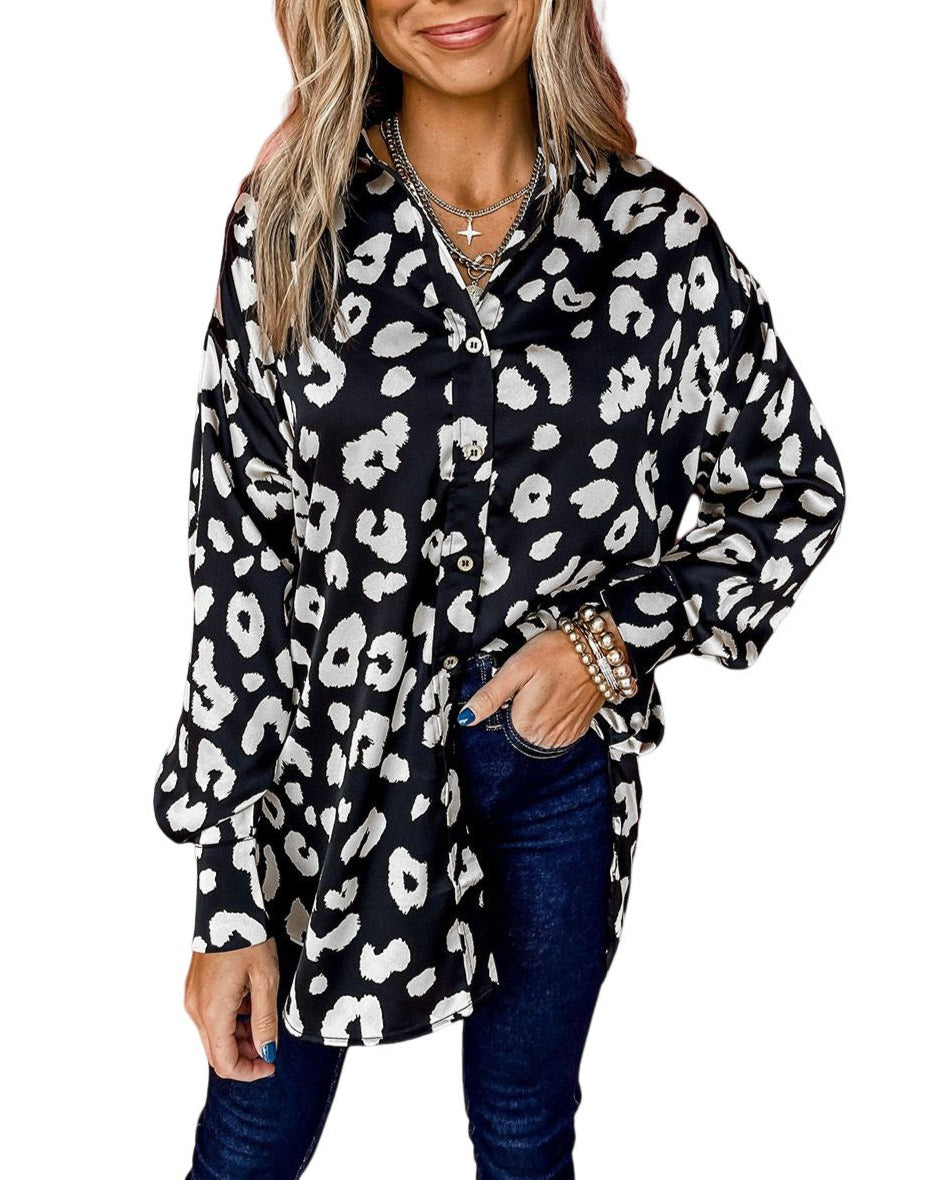 Leopard Buttoned Long Sleeve Shirt