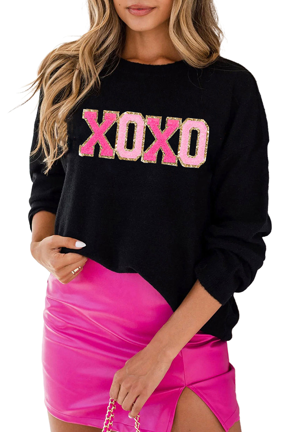 XOXO Heart Round Neck Sweater