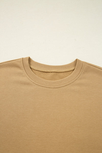 Floral Stripe Patchwork Ruffle Sleeve Crewneck Sweatshirt