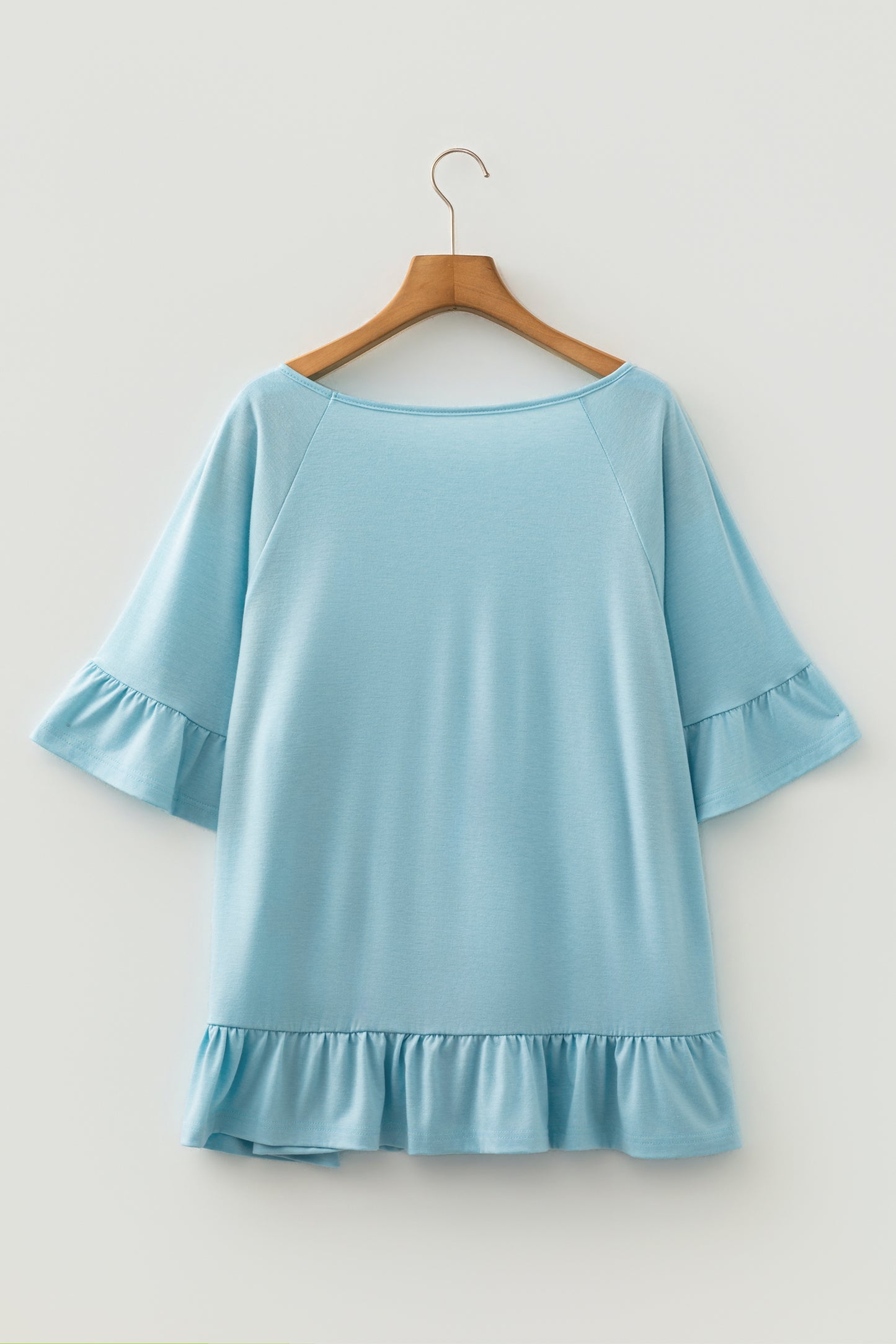 Plus Size Solid Ruffle Short Sleeve Blouse