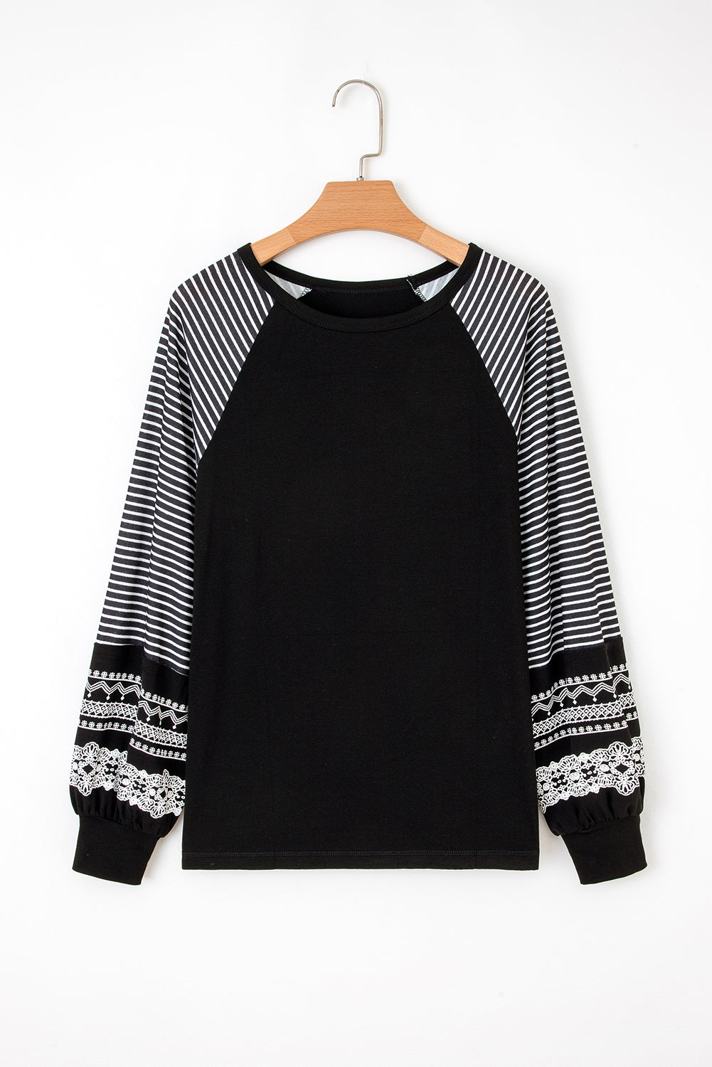 Stripe Patchwork Raglan Long Sleeve Top