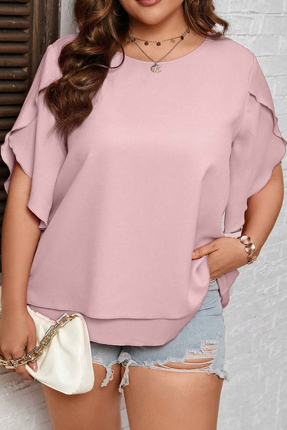 Tulip Sleeve Layered Blouse Plus Size