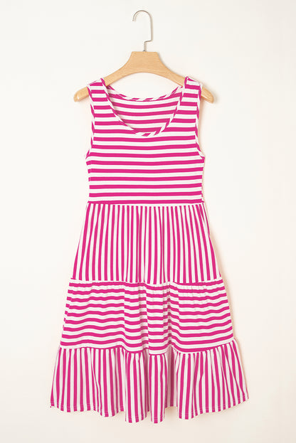 Stripe Scoop Neck Sleeveless Mini Dress