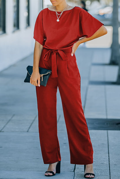 Tie Front Wide Leg Jumpsuit