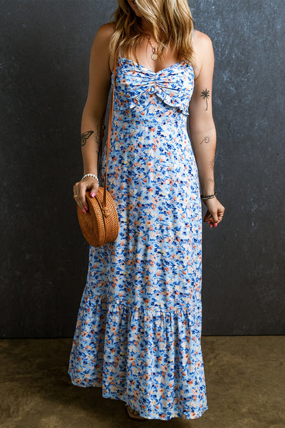 Floral Ruffle Ruched Maxi Dress