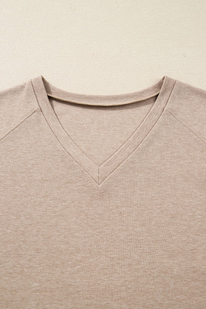 Lace Patchwork Long Sleeve V-Neck Top