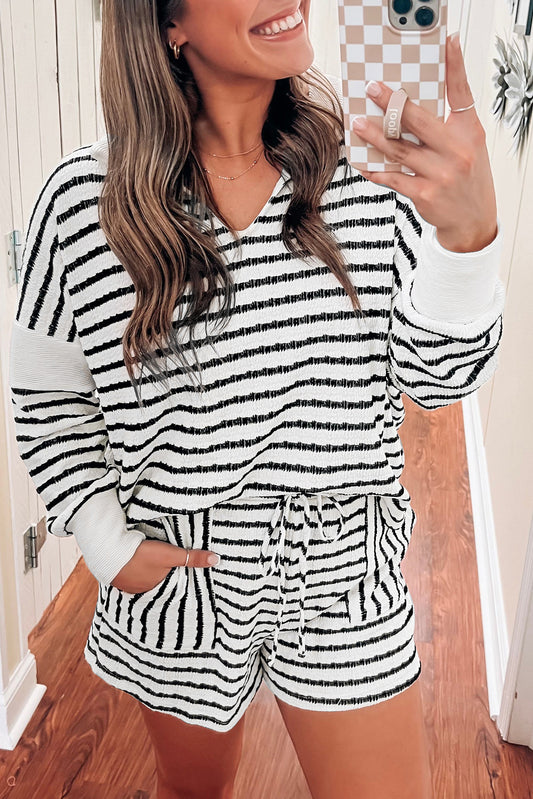 Stripe Top and Shorts Set Plus Size