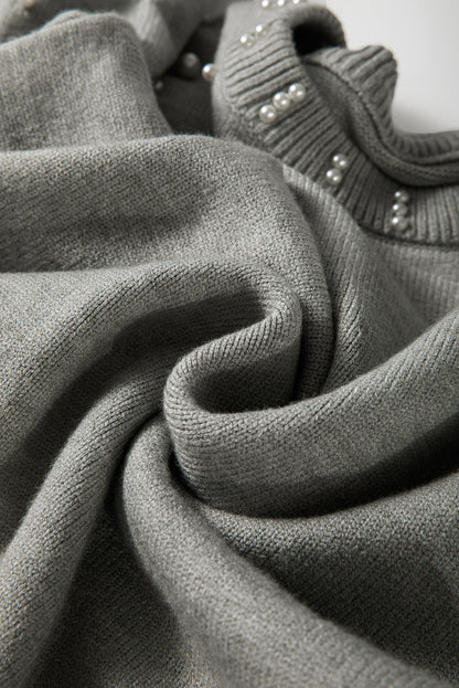 Solid Pearl Drop Shoulder Round Neck Sweater