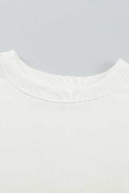 Solid Crew Neck Pullover Sweatshirt