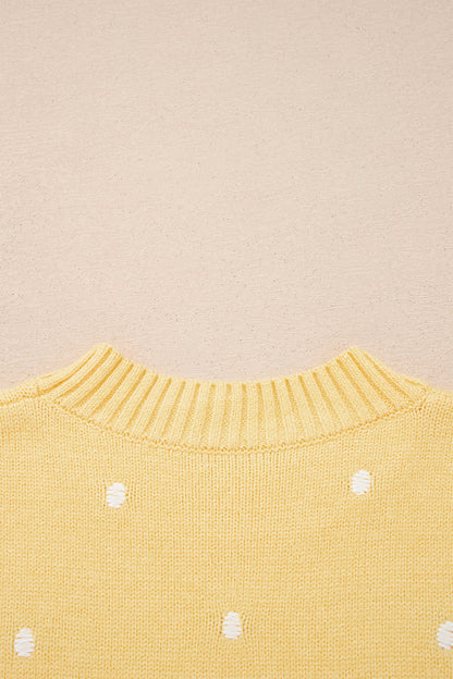 Polka Dot Bubble Short Sleeve Sweater