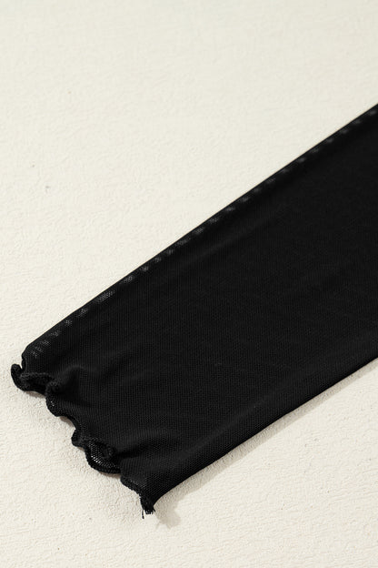 Solid Mesh Knotted Waist Side Slit Midi Dress