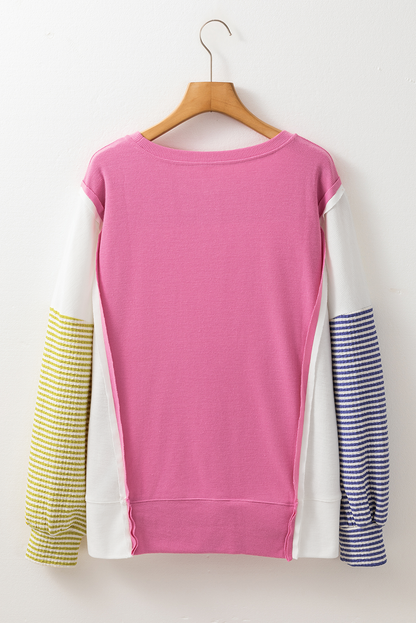 Stripe Reverse Seam Long Sleeve Top