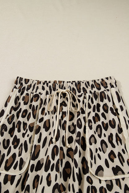Leopard Wide Leg Cropped Pants