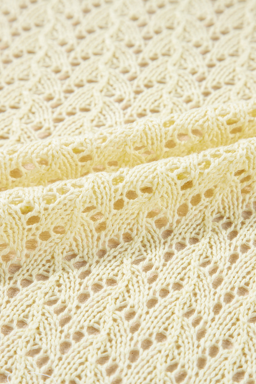 Solid Pointelle Knit Open Front Cardigan