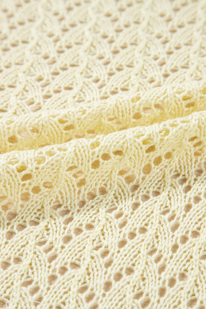 Solid Pointelle Knit Open Front Cardigan