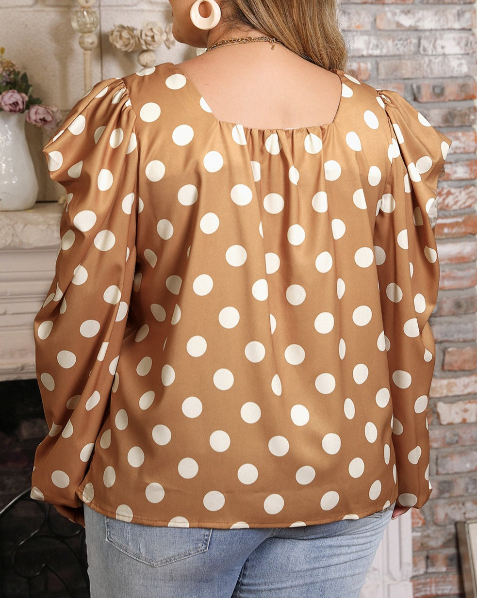 Polka Dot Ruched Blouse Plus Size