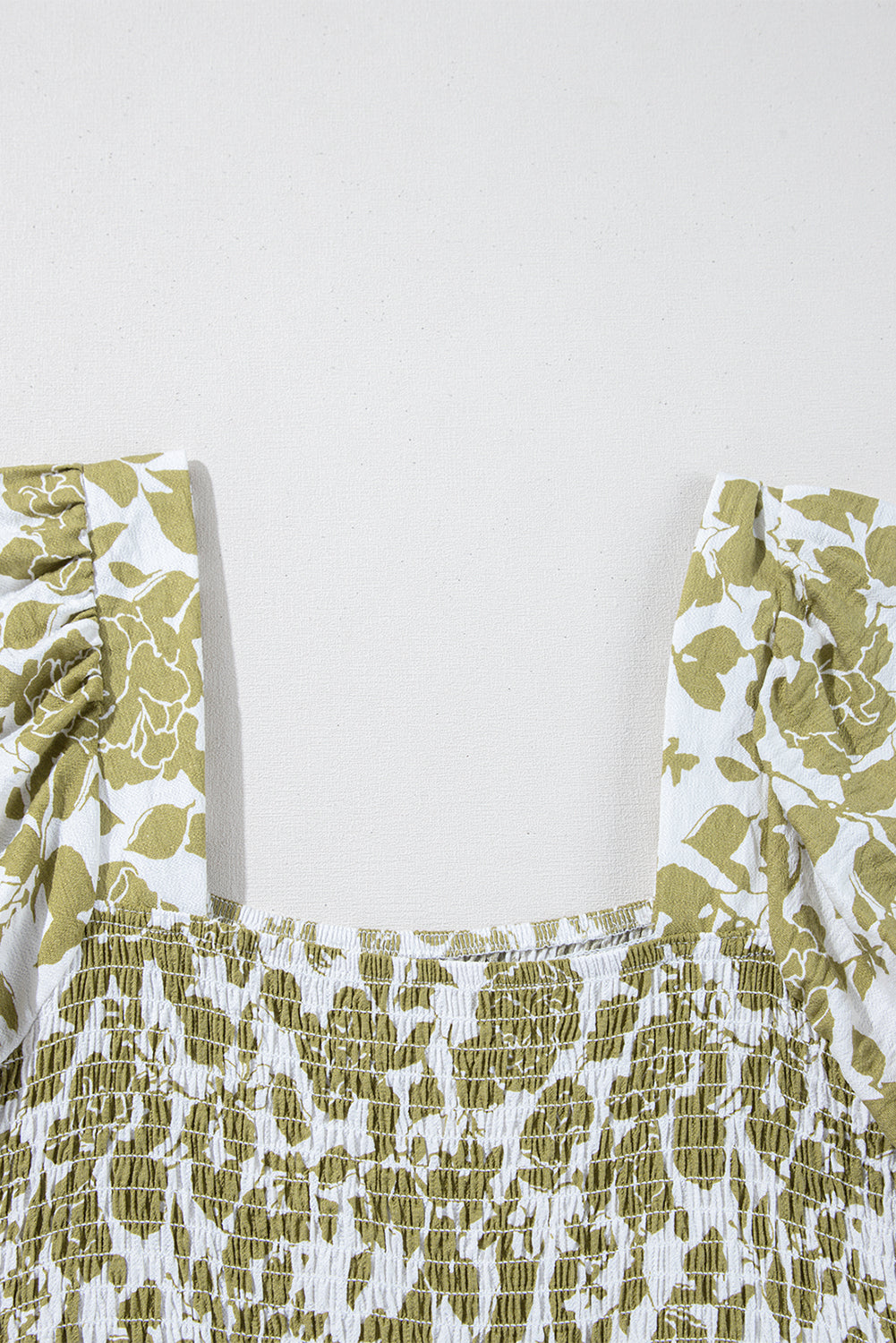 Boho Floral Smocked Square Neck Puff Sleeve Dress