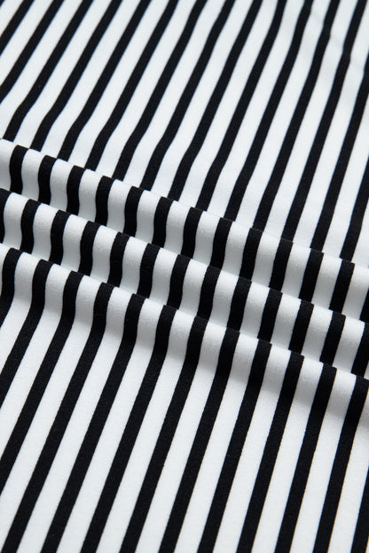 Plus Size Stripe Tie Waist Straight Pants