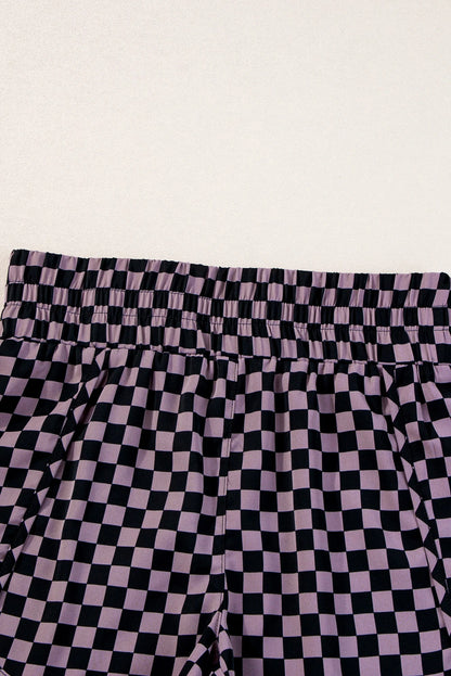 Leopard & Checker High Waist Athletic Shorts