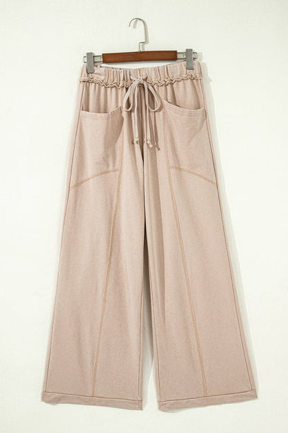 Solid Mineral Wash High Waist Wide Leg Pants