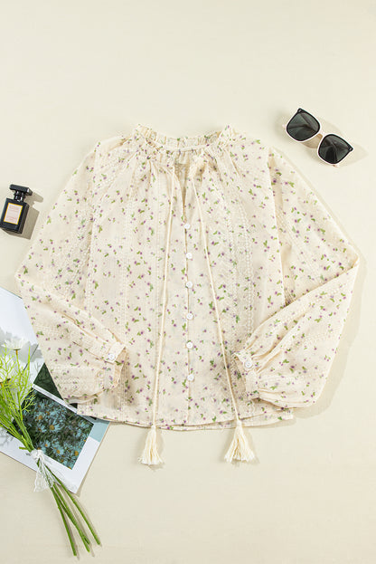 Floral Embroidered Lace Buttoned Shirt