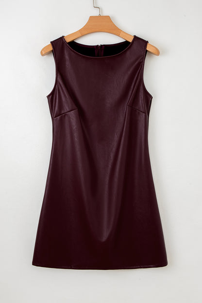 Vegan Leather Sleeveless Mini Dress