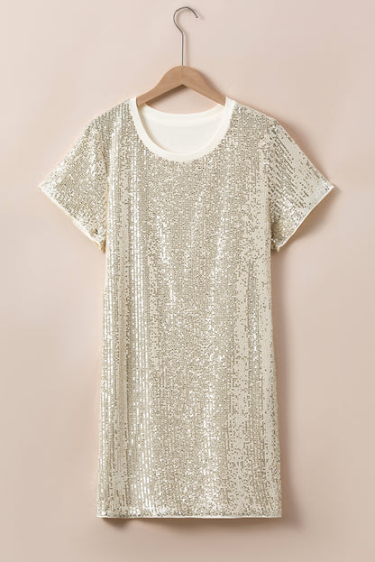 Plus Size Sequin Short Sleeve T-Shirt Dress