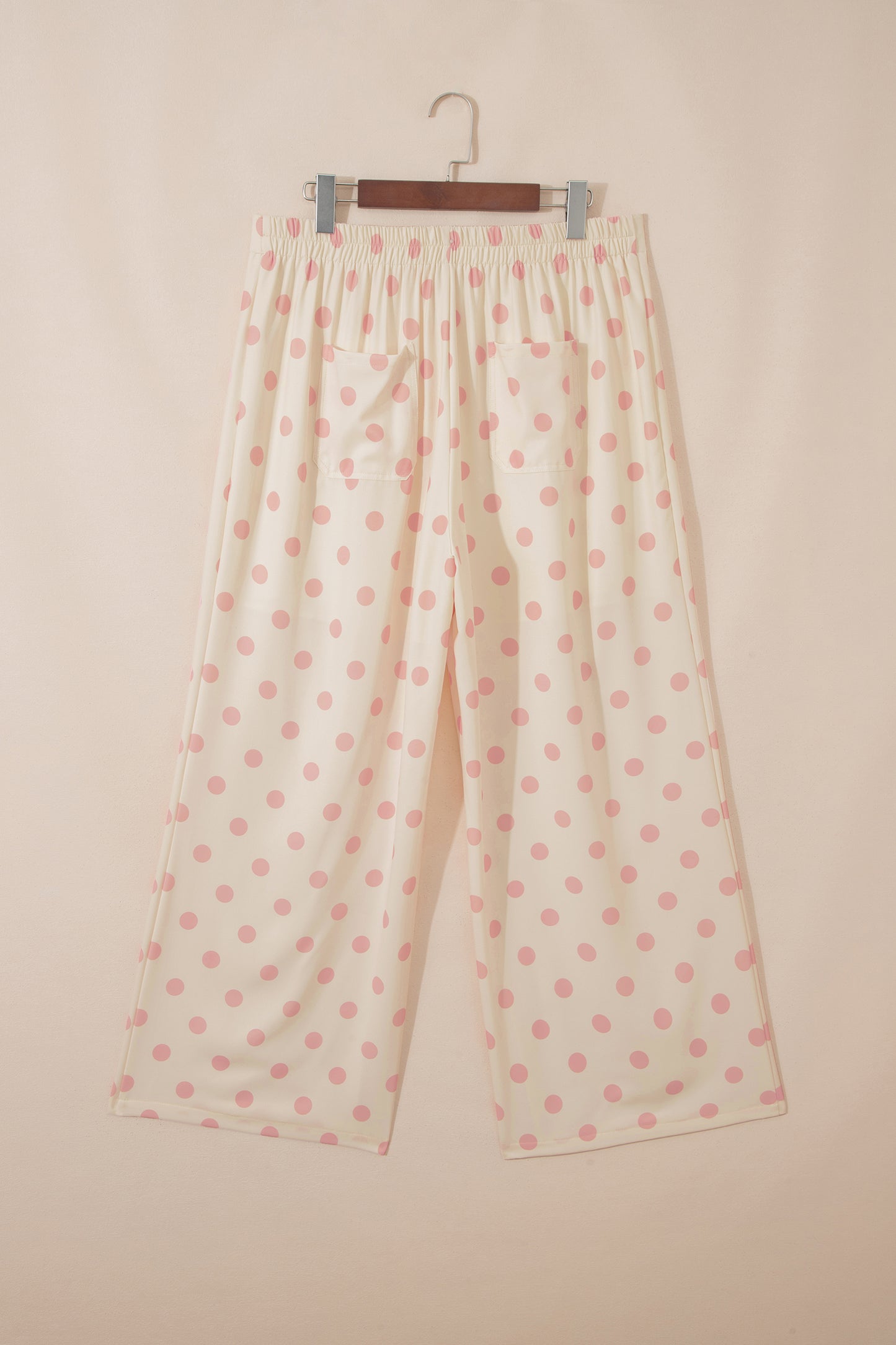 Polka Dot Patch Pocket Wide Leg Pants